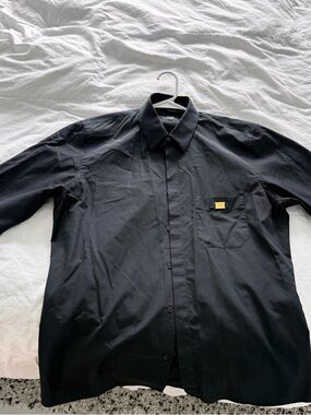 Fendi Black Men's Dress Shirt with Gold Accent